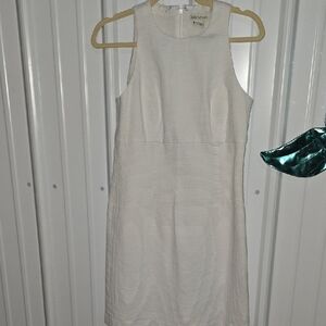 Ann Taylor Cream Textured Midi Dress